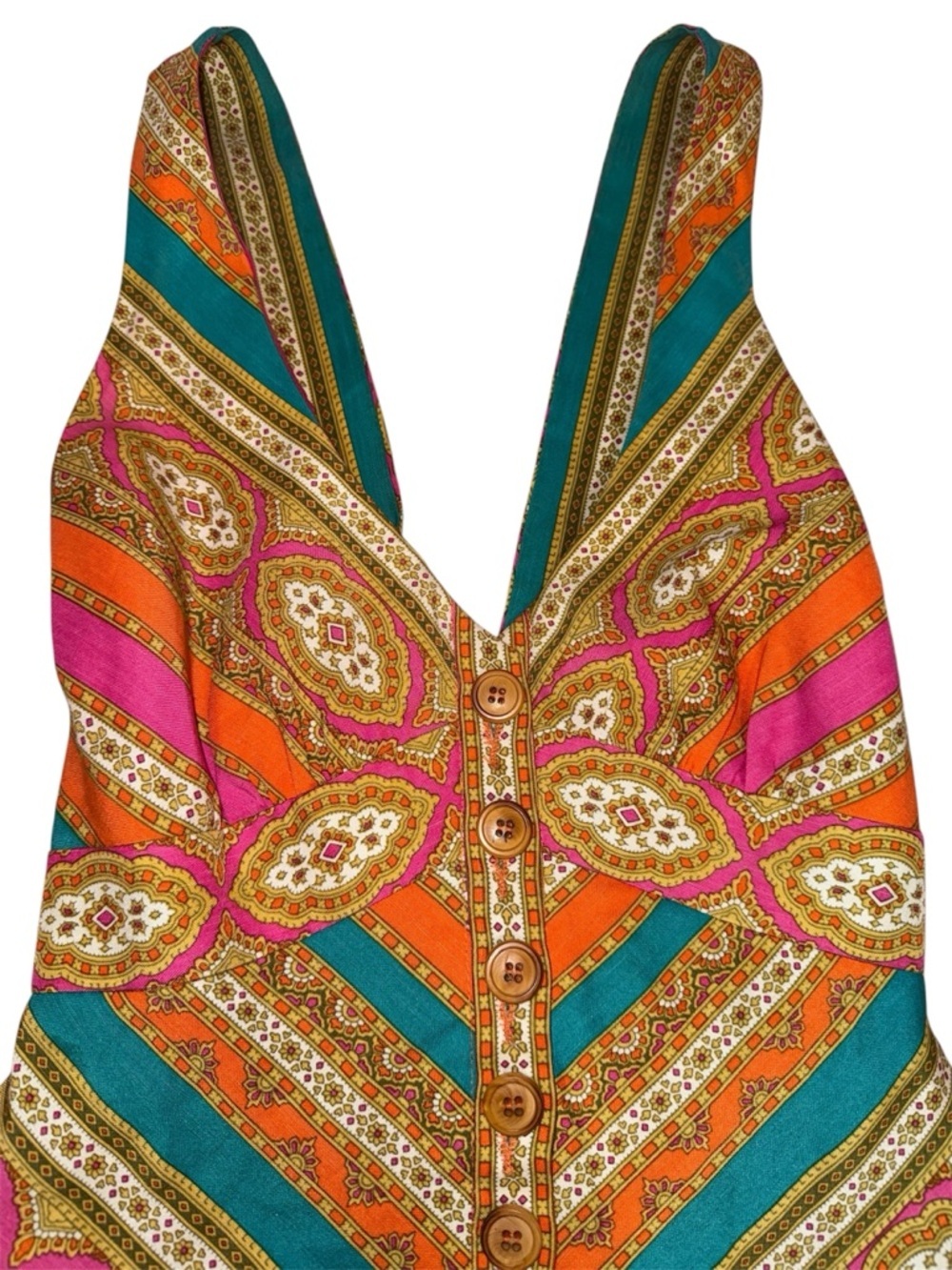 Vintage Nanette Lepore Shift Tunic Mini Dress Neon Pink Orange 2 XS Boho Mod - Picture 2 of 12